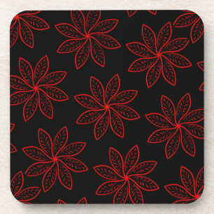 Crimson Pattern op zwart Bier Onderzetter