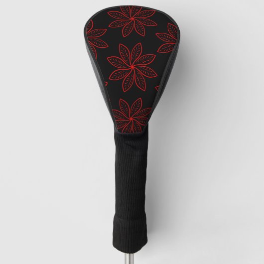 Crimson Pattern op zwart Golfheadcover (Voorkant)