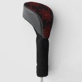 Crimson Pattern op zwart Golfheadcover (Schuin)