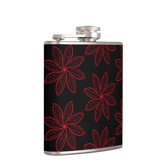 Crimson Pattern op zwart Heupfles (Rechts)