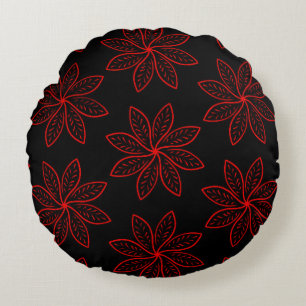 Crimson Pattern op zwart Rond Kussen