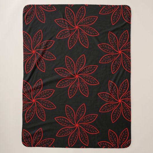 Crimson Pattern op zwart Sherpa Deken (Voorkant)