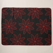 Crimson Pattern op zwart Sherpa Deken (Voorkant (horizontaal))
