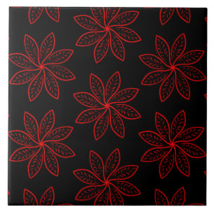 Crimson Pattern op zwart Tegeltje