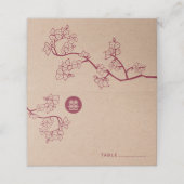Crimson Peach/Plum Blossom Kraft Chinese Weddensch (Buitenkant ongevouwen)