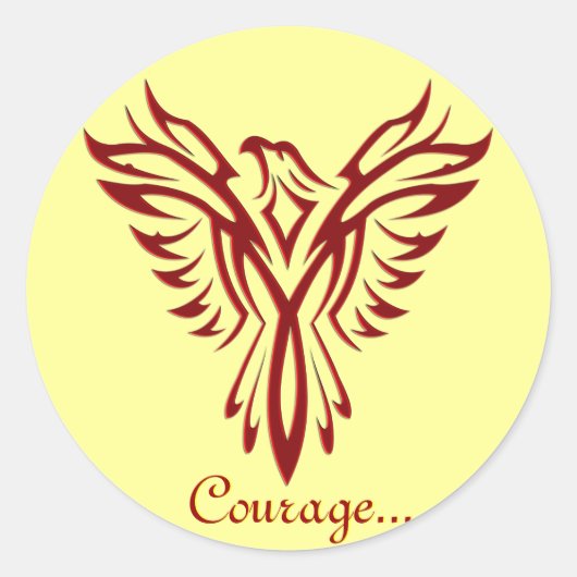 Crimson Phoenix Rising envelopzeggers Ronde Sticker (Voorkant)