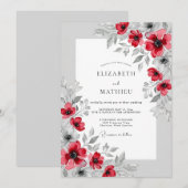 Crimson Polished Botanical Wedding Kaart (Voorkant / Achterkant)