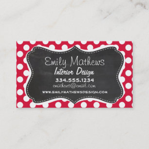 Crimson Polka Dots Chalkboardblik Visitekaartje