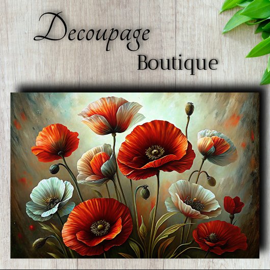 Crimson Poppy Dance Decoupage Tissuepapier