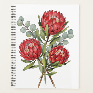 Crimson Protea Bouquet Watercolor
