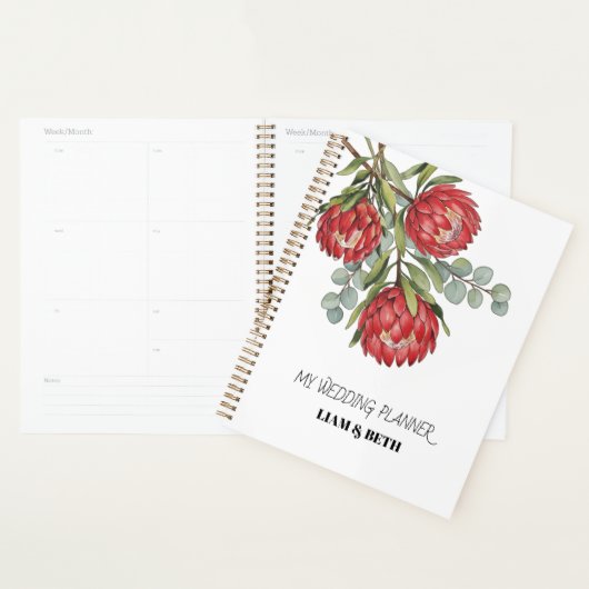 Crimson Protea Bouquet Watercolor (Devant avec enveloppe)