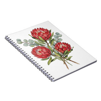 Crimson Protea Bouquet Watercolor Notitieboek