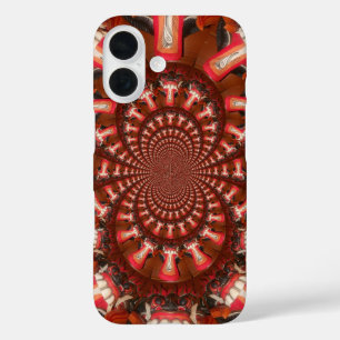 Crimson Pulse Kaleidoscoop Tong Kunstzinnige Abs iPhone 16 Hoesje