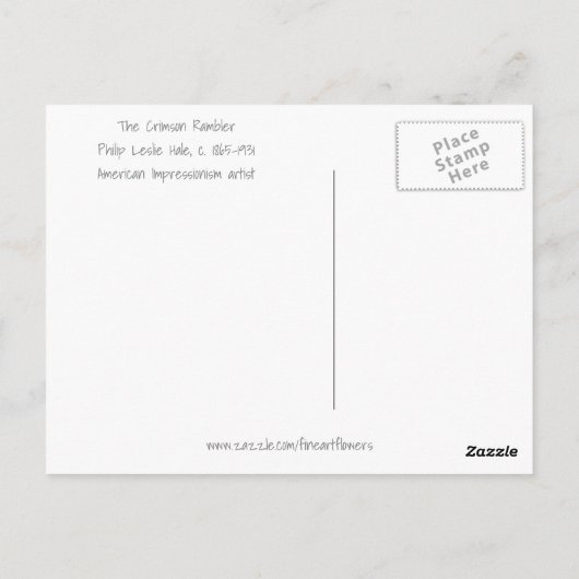 Crimson Rambler Philip Hale Fine Art Briefkaart (Achterkant)