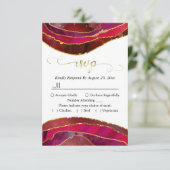 Crimson Red Agate Moderne Aquarelle Or Carte RSVP (Debout devant)