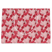 Crimson Red and Blush Pink Hearts and Roses  Groot Cadeauzakje (Voorkant)