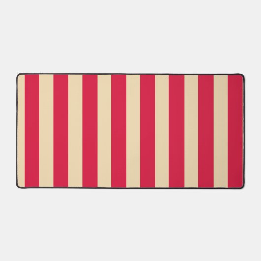Crimson Red & Beige Striped Desk Mat – Customize (Recto)