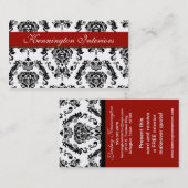 Crimson Red Black Damask Lace Visitekaartjes (Voorkant / Achterkant)