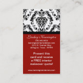 Crimson Red Black Damask Lace Visitekaartjes (Achterkant)