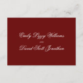 Crimson Red Classic Minimaal Script Elegant Informatiekaartje (Achterkant)