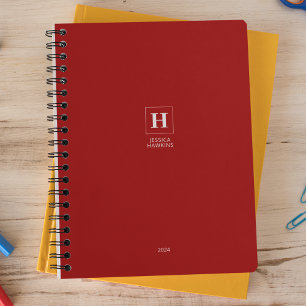 Crimson Red Classic Monogram Persoonlijk Wekelijks Planner