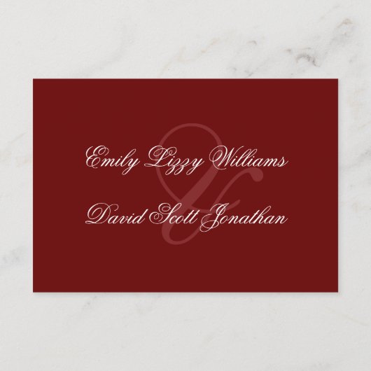 Crimson Red Classic Script Elegant Informatiekaartje (Achterkant)