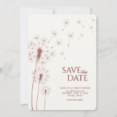 Crimson Red Dandelion Wedding Enregistrer la carte (Devant)