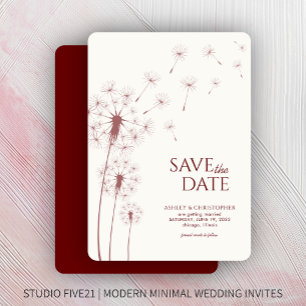 Crimson Red Dandelion Wedding Enregistrer la carte