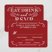 Crimson Red Eat Drink & RSVP Rustic Mariage Répons (Devant / Derrière)