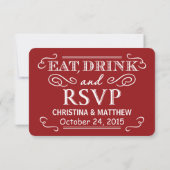 Crimson Red Eat Drink & RSVP Rustic Mariage Répons (Dos)