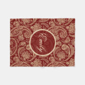 Crimson Red en Beige Creme  Paisley Fleece Deken (Voorkant (Horizontaal))