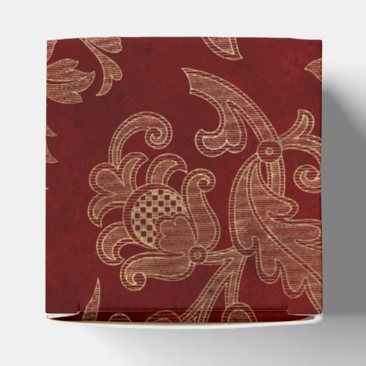 Crimson Red en Gold Damask Bedankdoosjes (Bovenkant)