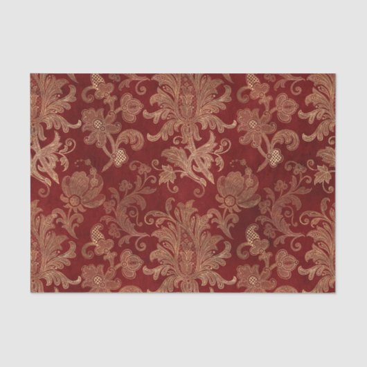 Crimson Red en Gold Damask Tissuepapier (Voorkant)