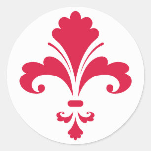 Crimson Red Fleur de Lis Ronde Sticker
