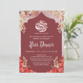 Crimson Red Floral Ramadan Iftar Dinner Invitation (Debout devant)