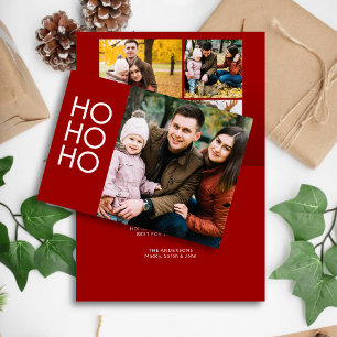 Crimson Red "HO HO HO HO" Feestdagen Kaart