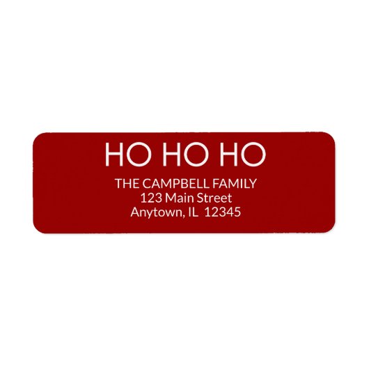 Crimson Red "HO HO HO" Retouradreslabel Etiket (Voorkant)