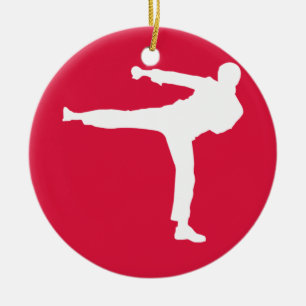 Crimson Red Martial Arts Keramisch Ornament