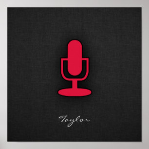 Crimson Red Microphone Poster