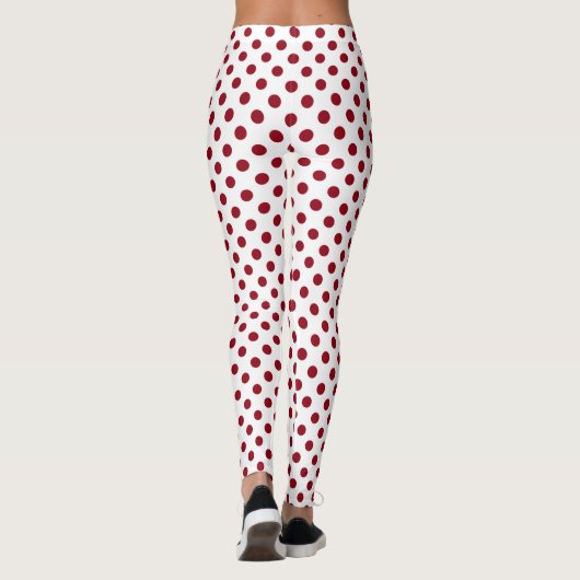 Crimson Red Polka Dots Circles Leggings (Achterkant)