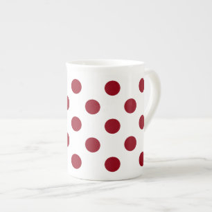 Crimson Red Polka Dots Circles Porselein Kop