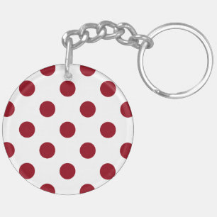 Crimson Red Polka Dots Circles Sleutelhanger