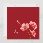 Crimson Red Poppies Bloemenbruiloft Save The Date (Achterkant)