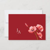 Crimson Red Poppies Floral Wedding Bedankkaart (Achterkant)