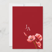 Crimson Red Poppies Floral Wedding Kaart (Achterkant)