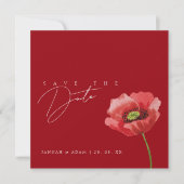 Crimson Red Poppy Monogram Bruiloft Opslaan De Dat Save The Date (Voorkant)