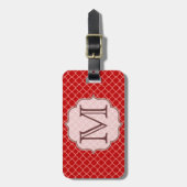 Crimson Red Quarterfoil Latti Monogram Bagagelabel (Voorkant verticaal)