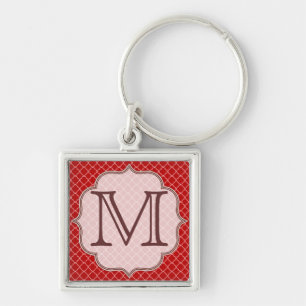 Crimson Red Quarterfoil Latti Monogram Sleutelhang Sleutelhanger