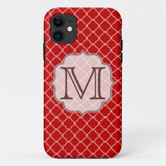 Crimson Red Quarterfoil Monogram IPHONE 5 Hoesje (Achterkant)
