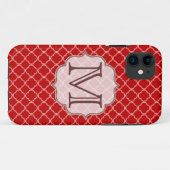 Crimson Red Quarterfoil Monogram IPHONE 5 Hoesje (Achterkant (horizontaal))